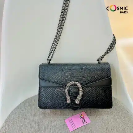 Snake Leather Bag Black Color