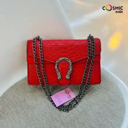 Snake Leather Bag Red Color