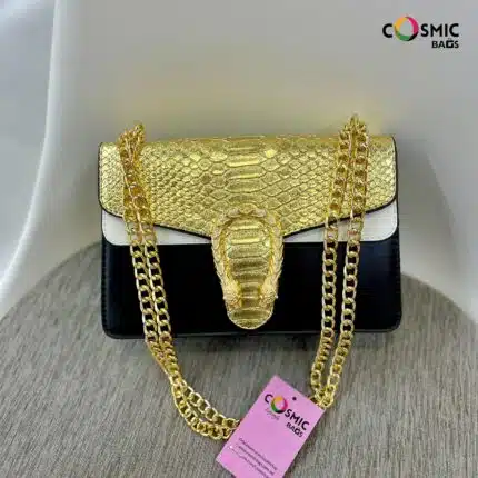 Snake Leather Bag Old Golden